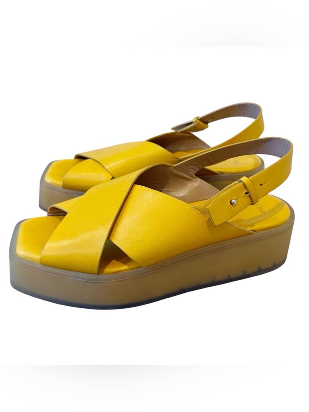 PAUL SMITH Yellow Criss Cross Platform Sandals